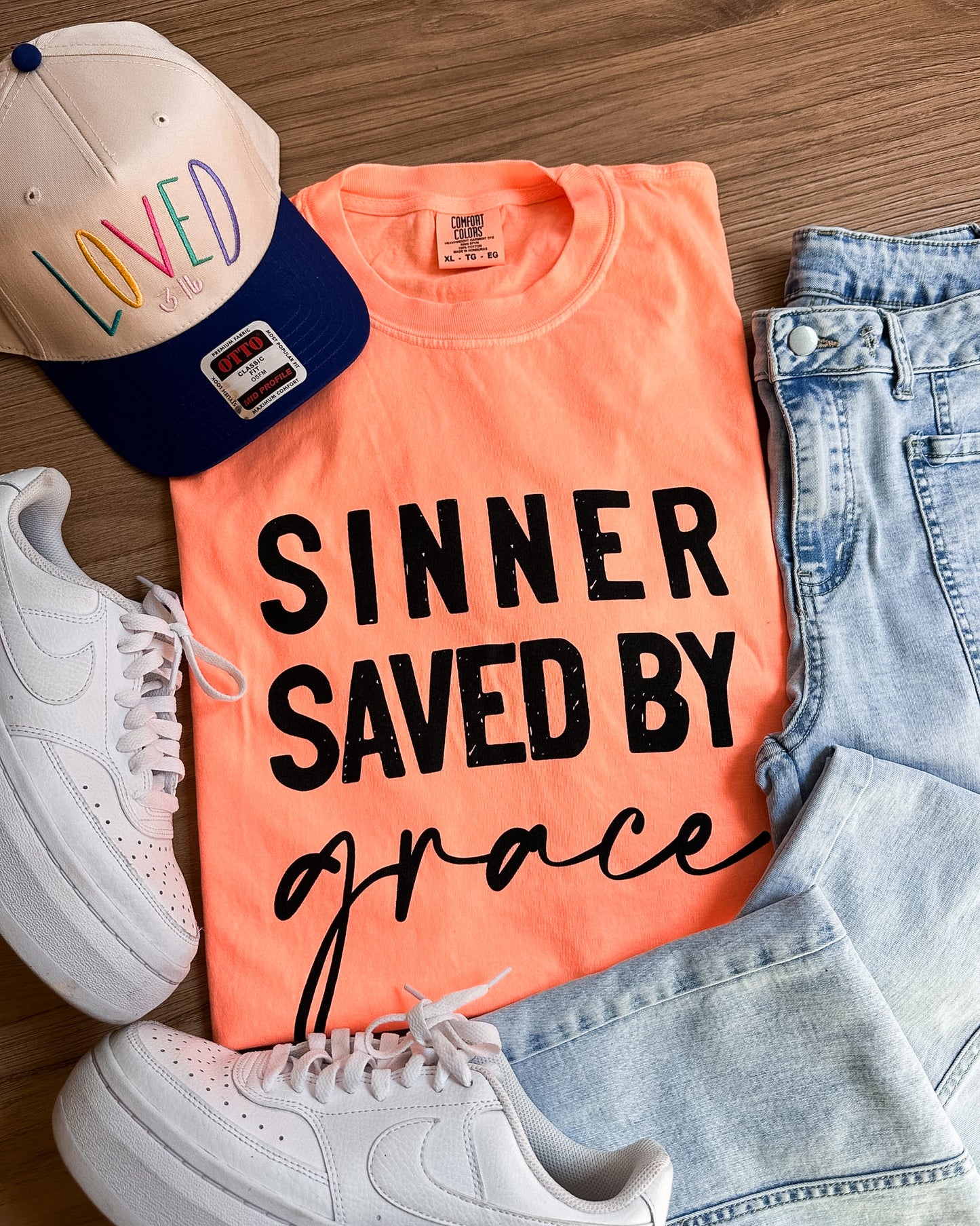 Sinner Saved By Grace Graphic Tee | Comfort Colors