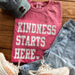 Kindness Starts Here Graphic Tee | Teacher Kindness Shirt